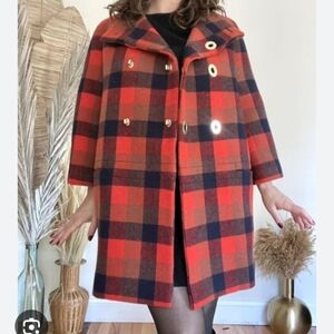 Plaid Double-Breasted Women's Coat
